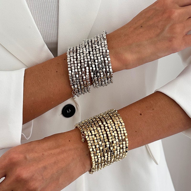 SHIXIN Luxury Geometric Square Bracelet - CCB Plated Multi-Layer Trendy Bangle - Image 1