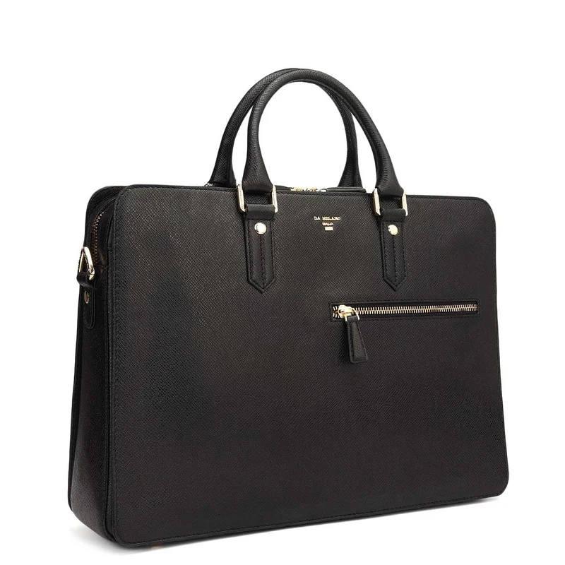 Da Milano  Franzy Leather Laptop Bag - Black  | Best Price UAE