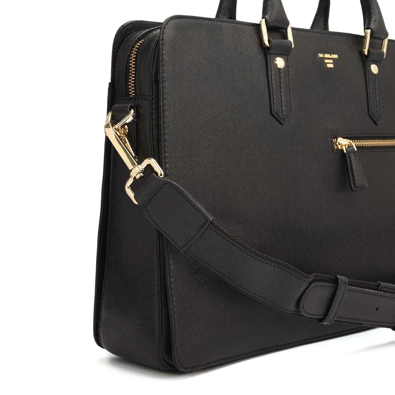 Da Milano  Franzy Leather Laptop Bag - Black  | Best Price UAE