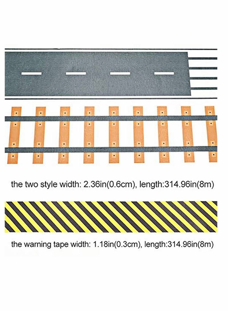Excefore Road Tape for Toy Car & Trains,3 Tape Rolls, Bonus 160 Traffic Sign Die Cut Stickers, 4 Road Tight Curves and 4 Trains Tight Curves, Develop Your Kids Imagination and Memory, Play and Learn - Image 5