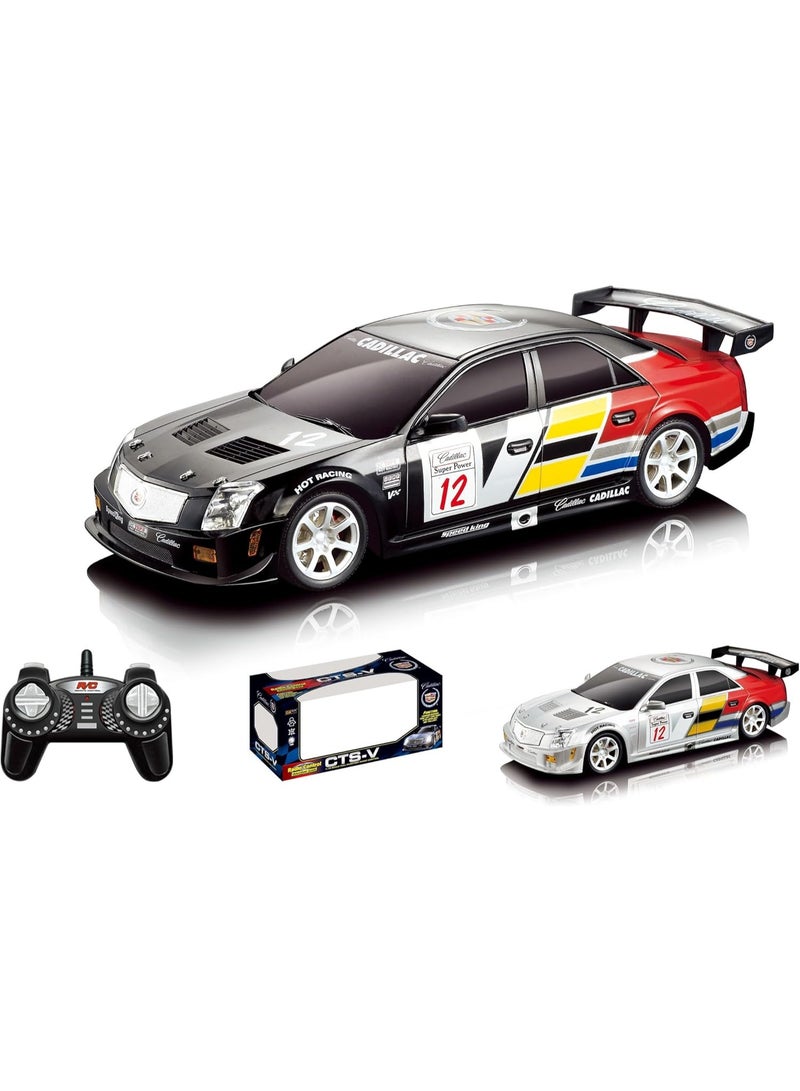 The Toys Home Licensed Cadillac CTS‑V RC Race Car – 1:18 Scale 4‑Function Remote Control with Working Head/Tail Lights, Requires 6×AA (Not Included), 3 Color Mix, Gift Window Box – Kids & Collectors Ages 6+ - Image 1