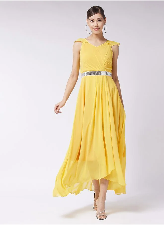 Miss Chase Yellow Chiffon Dress