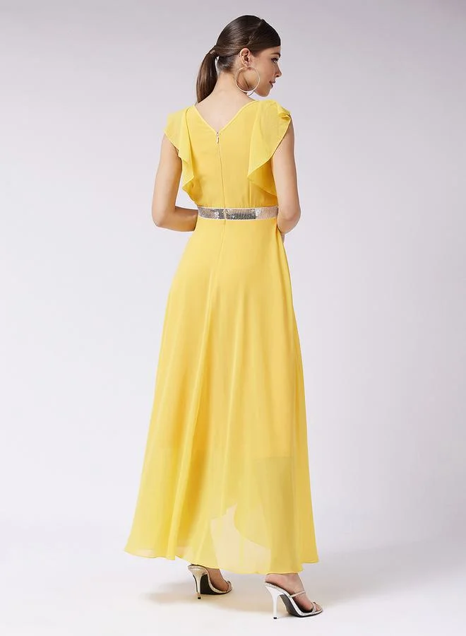 Miss Chase Yellow Chiffon Dress
