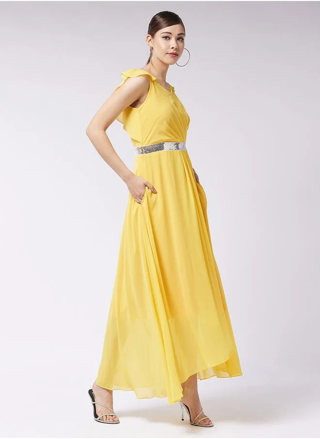 Miss Chase Yellow Chiffon Dress