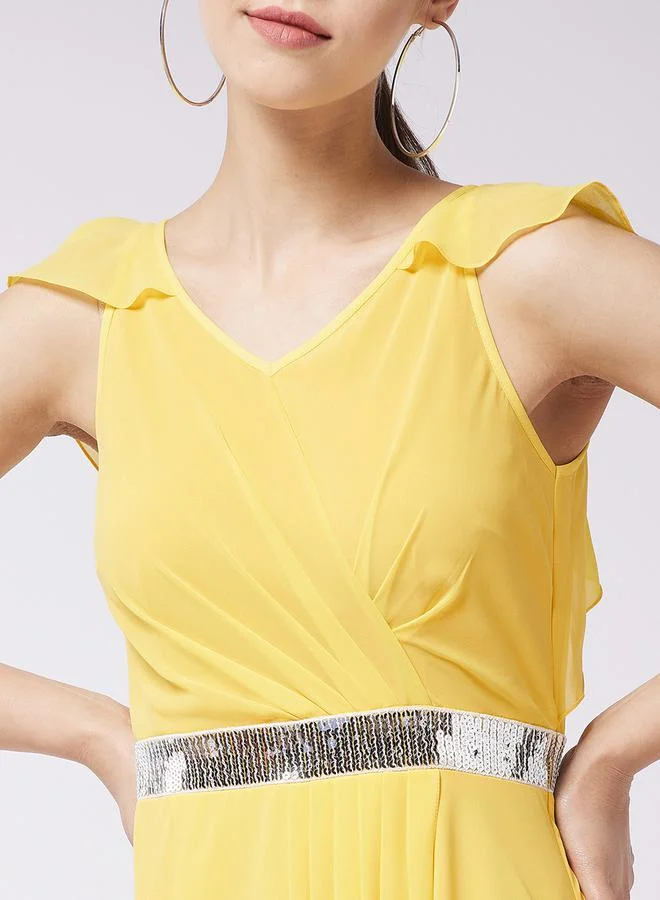 Miss Chase Yellow Chiffon Dress