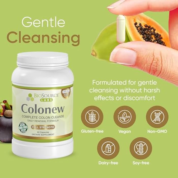 BioSource Labs Colonew Complete Colon Cleanse Natural Detox Supplement for Daily Digestive Health, Renewal Formula – (60 Capsules) - Image 5