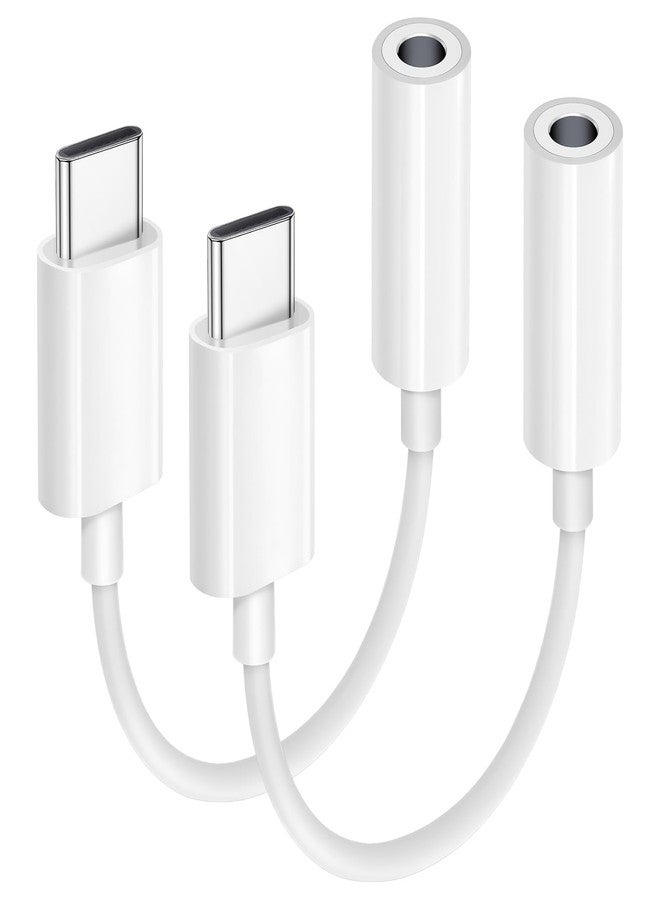 محول سماعة رأس صوتية من USB-C إلى 3.5 ملم، عبوة من قطعتين، كابل محول من النوع C إلى مقبس متوافق مع أجهزة Apple iPhone 16/15/Pro/Max/Plus و iPad و MacBook و Samsung Galaxy S24/S23/S22/S21/Ultra و Pixel - Image 1