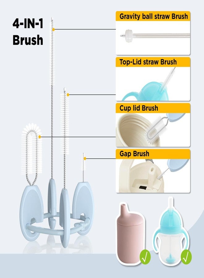 VOGOGE Baby Straw Brush Set, 4 Piece Cleaner Kit with Standable Key Ring - for Sippy Cups, Weighted Straw Cups & Baby Bottles - Designed for 0-24 Months, Blue - Image 3