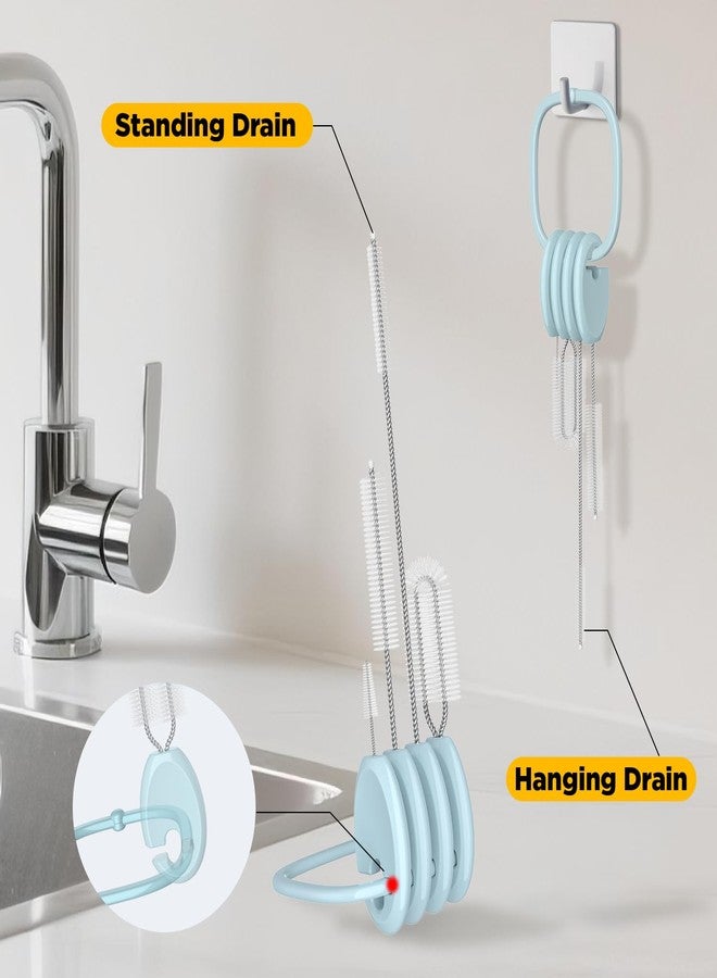 VOGOGE Baby Straw Brush Set, 4 Piece Cleaner Kit with Standable Key Ring - for Sippy Cups, Weighted Straw Cups & Baby Bottles - Designed for 0-24 Months, Blue - Image 5