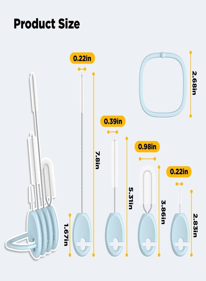 VOGOGE Baby Straw Brush Set, 4 Piece Cleaner Kit with Standable Key Ring - for Sippy Cups, Weighted Straw Cups & Baby Bottles - Designed for 0-24 Months, Blue - Image 2