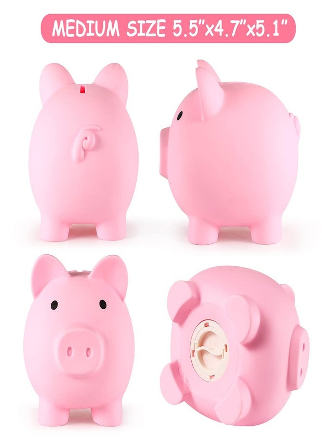 PJDRLLC Piggy Bank, Unbreakable Plastic Money Bank, Coin Bank for Girls and Boys, Medium Size Piggy Banks, Practical Gifts for Birthday, Easter, Christmas (Pink) - Image 4