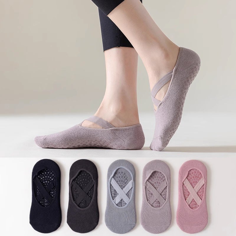 Women's Non-Slip Yoga Socks for Pilates and Floor Workouts, Solid Colour No-Show Socks - Image 2