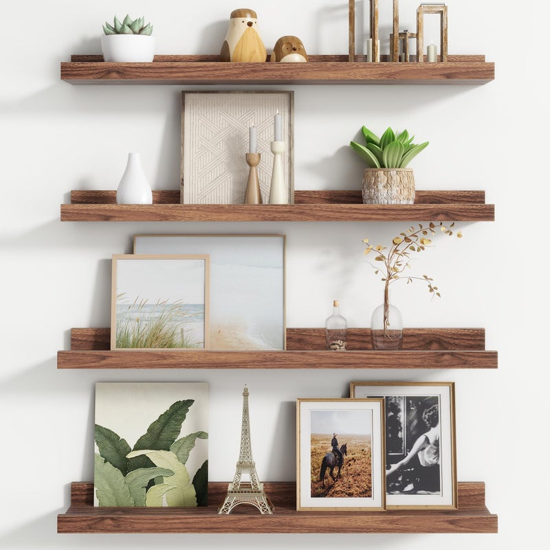 FLYJOE Floating Picture Ledge Shelves Set of 4, 24 Inch Shelves with Lip - Large Nursery Book Shelf for Toys Storage, Kids Bookshelf, Living Room, Bedroom Decor Frames - Image 1