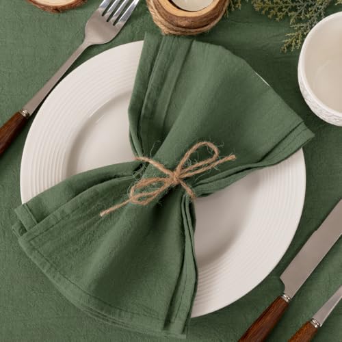 Socomi Cloth Napkins Green Summer Washable Reusable Bulk Linen Cotton Napkins Set of 20 17x17 for Wedding Party Bridal Baby Shower Birthday Dining Table Decorations - Image 1