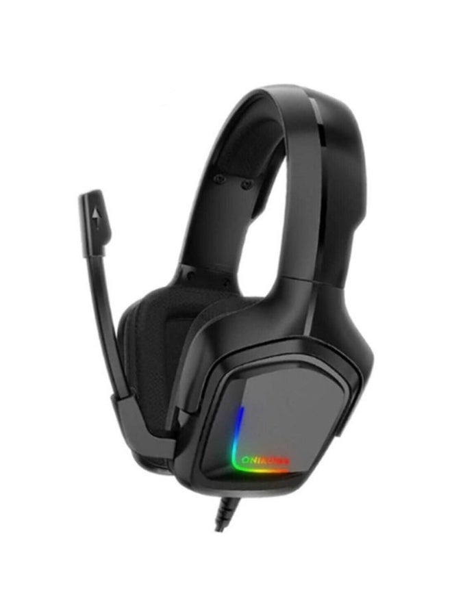 ONIKUMA K20 JACK:USB+3.5MM Stereo Gaming Headset with LED Light and Noise Isolating Microphone for Mobile/PC/PS4/Xbox One and Mac Over Ear Black - Image 3