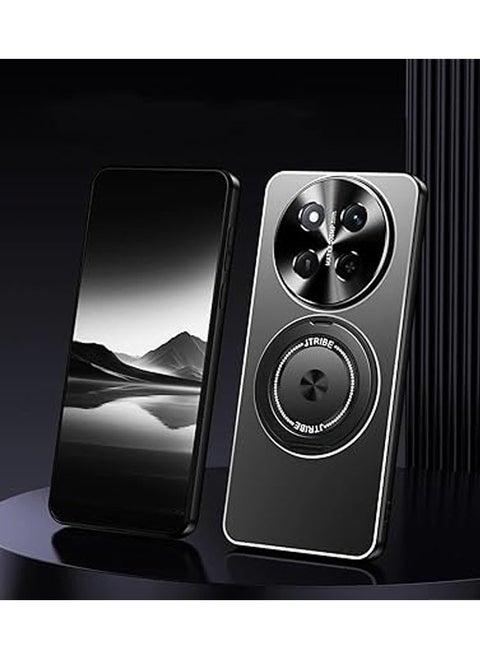Case Compatible with Honor X9c 5G/X60 Pro, Metal Matte Case [Compatible with Mag-Safe], Camera Lens Protection Shockproof Slim Phone Case Cover with 360 Rotatable Ring Stand