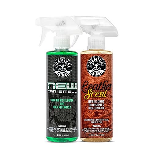 Chemical Guys AIR_300 New Car Scent and Leather Scent Combo Pack Great for Cars Trucks SUVs RVs  More 16 fl oz 2 Items