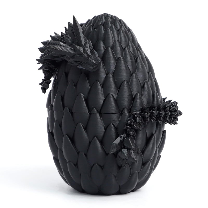 Flavery 3D Dragon Egg Easter Egg with Flexible Dragon Inside Large 3D Printed GiftFigurine Decor Executive Desk Toy12 Dragon Black - Image 2