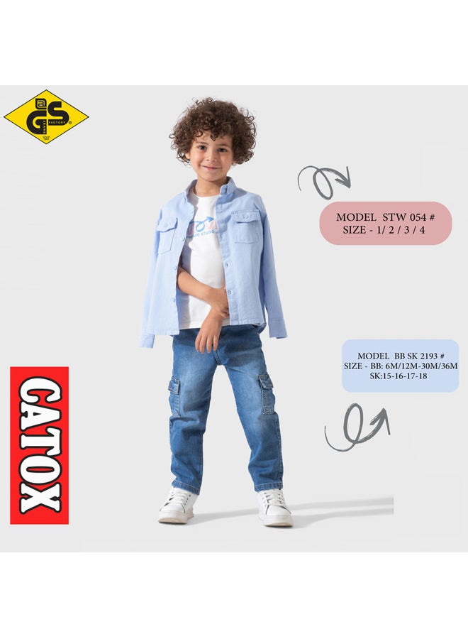 جي@إس قميص كتان صيفي للأولاد مع تيشيرت قطني