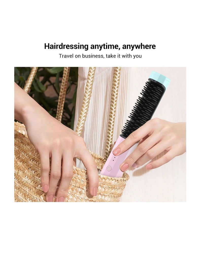 BAIG Cordless Electric Hair Straightener, Hair Straightening Brush, Fast Heating Comb, USB Charging, Hair Dryer Curling, Hair Styling - Image 2
