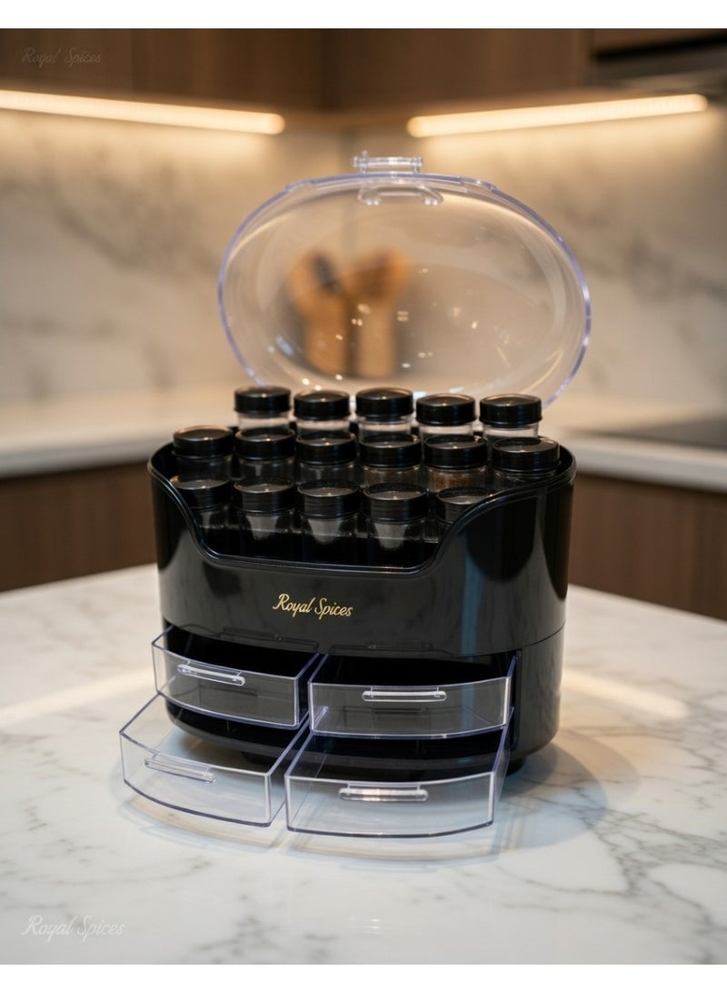16-Piece Spice Jar Set and Kitchen Organizer with 4 Extra Storage Drawers, Spice Storage Collection for Kitchen Countertops and Shelves - (B) - Image 3