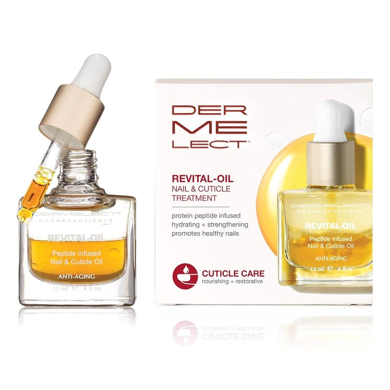 Dermelect Revitaloil Nail  Cuticle Treatment Nourishing Oil for Dry Damaged Cuticles with Protein Peptides Argan Oil Shea Butter Moisturizes Soothes Strengthens Repairs Cuticles  Nails 04 oz