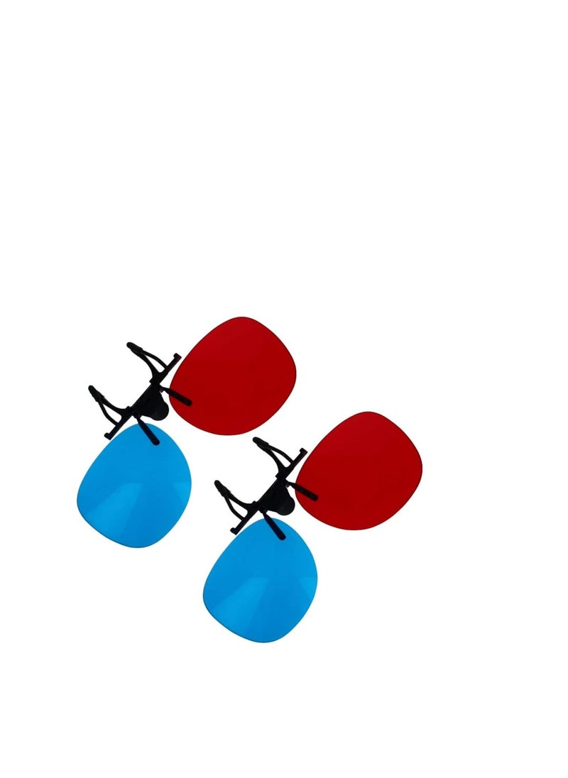 SYOSI - Clipon Glasses RedBlue Anaglyph 3D No Frame Resin Lens Myopia Clip 3 Sets Simple Style 3D Movie Game 2PCS - Image 1