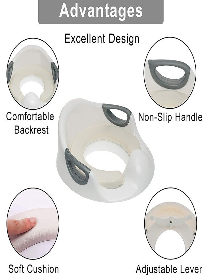 BLEQYS® Potty Training Seat for Kids Toddlers Boys Girls Toilet Seat for Baby with Cushion Handle and Backrest Toddlers Toilet Training Seat for Baby Kids Toddlers (White) (White) - Image 2