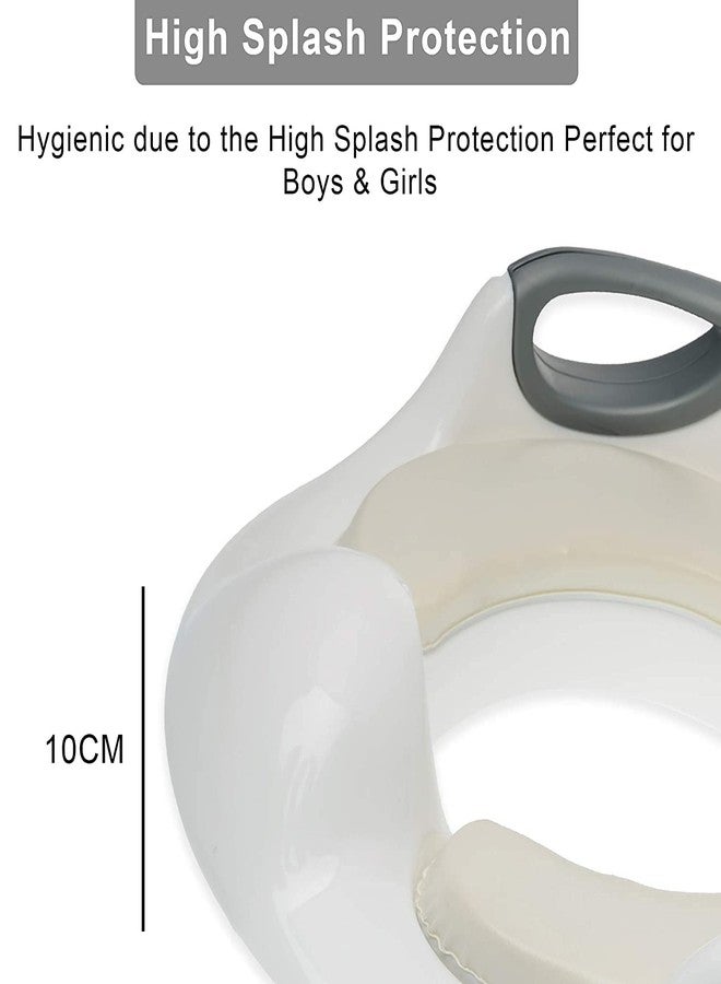 BLEQYS® Potty Training Seat for Kids Toddlers Boys Girls Toilet Seat for Baby with Cushion Handle and Backrest Toddlers Toilet Training Seat for Baby Kids Toddlers (White) (White) - Image 4