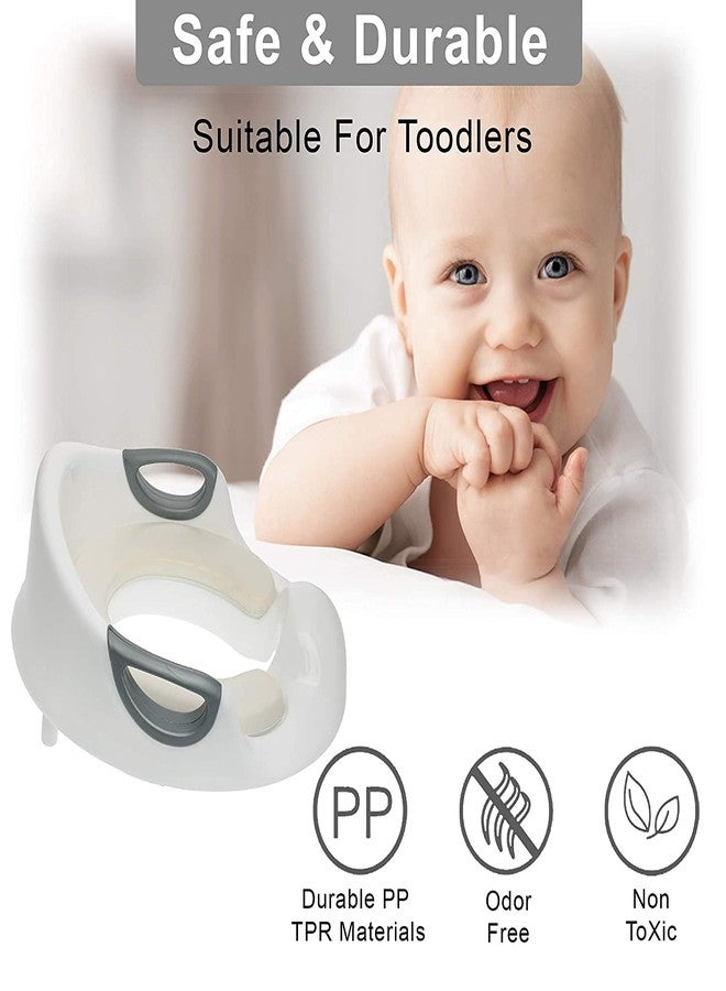 BLEQYS® Potty Training Seat for Kids Toddlers Boys Girls Toilet Seat for Baby with Cushion Handle and Backrest Toddlers Toilet Training Seat for Baby Kids Toddlers (White) (White) - Image 3