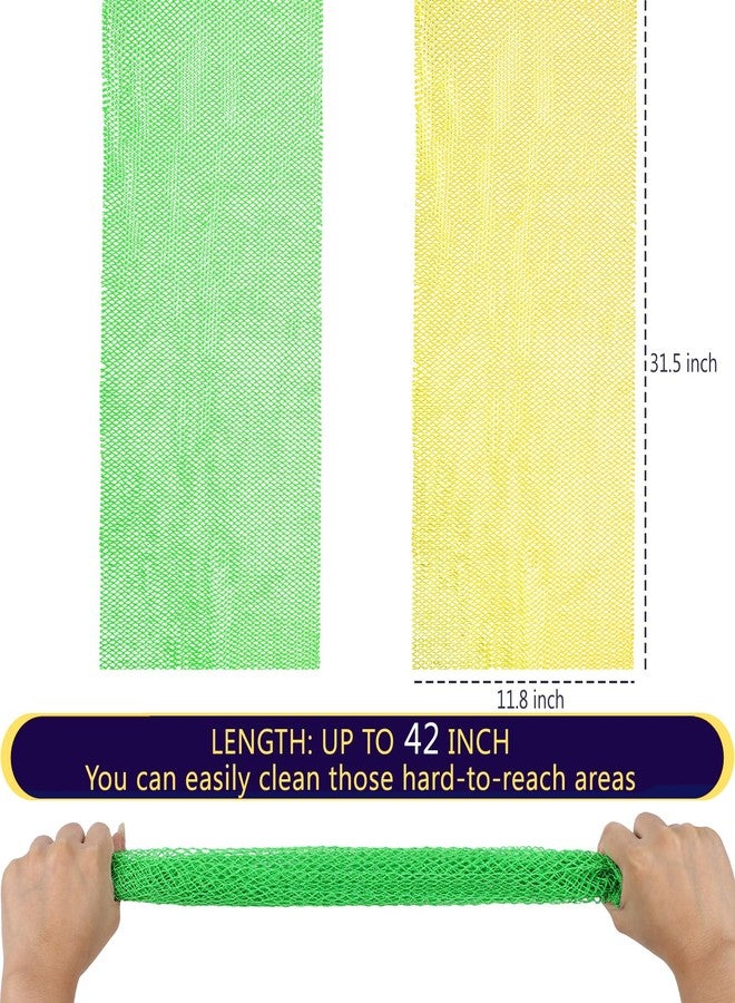 KINGMAS African Net Sponge, Authentic Nylon with Knots, 2 Pieces Exfoliating Body Scrubber Bath Sponge, Back Scrubber Washcloth for Shower, Body Care Bathing (Yellow & Green) - Image 2