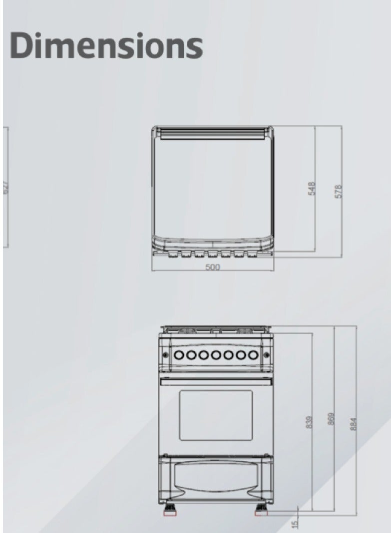 General Goldin 50x55cm 4 Burner Electric Cooking Ranger, Total Safety, Oven Grill, Up& down Heating, Auto Burner, Inside Oven Light, Timer, High Quality - Image 3