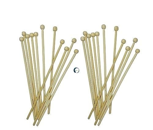 Adaamya® - 50 Pcs Wooden Disposable Round Bamboo Beverage Ball Top Fancy Stirrer Sticks 8" Drinks, Cocktail, Coffee, Tea, Soup Stirrer for Bar, Coffee Shops, Restaurants and Cafeterias (50) - Image 5