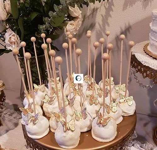 Adaamya® - 50 Pcs Wooden Disposable Round Bamboo Beverage Ball Top Fancy Stirrer Sticks 8" Drinks, Cocktail, Coffee, Tea, Soup Stirrer for Bar, Coffee Shops, Restaurants and Cafeterias (50) - Image 4