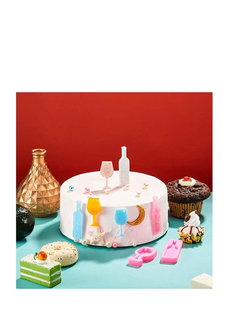Y&D - 4 Pieces Silicone Keychain Mold Mini Glass Goblet Tumbler Bottle Shape Fondant for DIY Pendant Trinket Luggage Tag Pudding Jelly Shots Desserts Candy Cake - Image 1