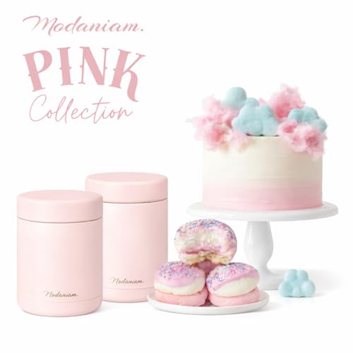 Modaniam Stainless Steel Insulated Food Jar Set of 2 (16oz + 12oz), Wide Mouth, Soup Thermo for Hot Food, Lunch Container, Insulated Soup Bowl, Hot and Cold Insulated Lunch Box, Pink - Image 2