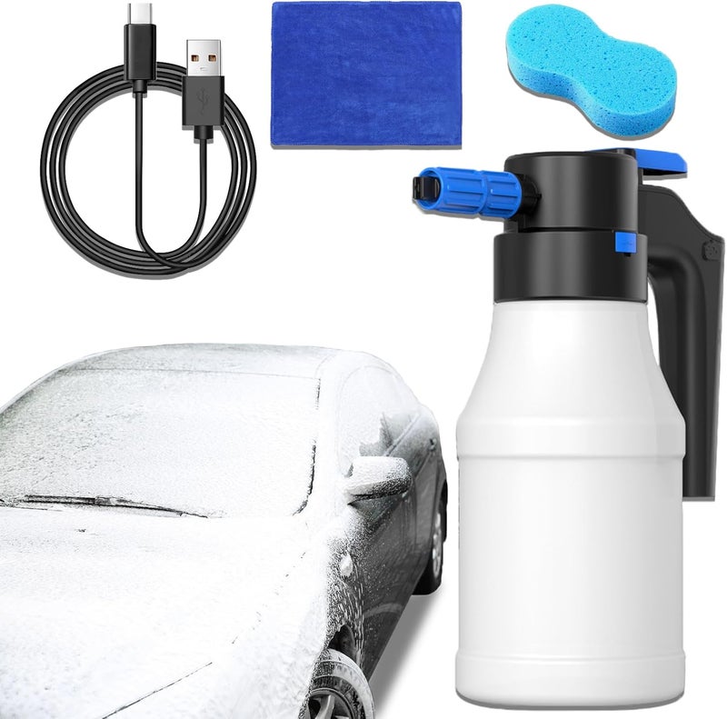 Billowvolve Electric Car Foam Sprayer, White, 1.5L, Handheld, Polyethylene (PE) Material, Electric Car Wash Foam Sprayer - Image 1