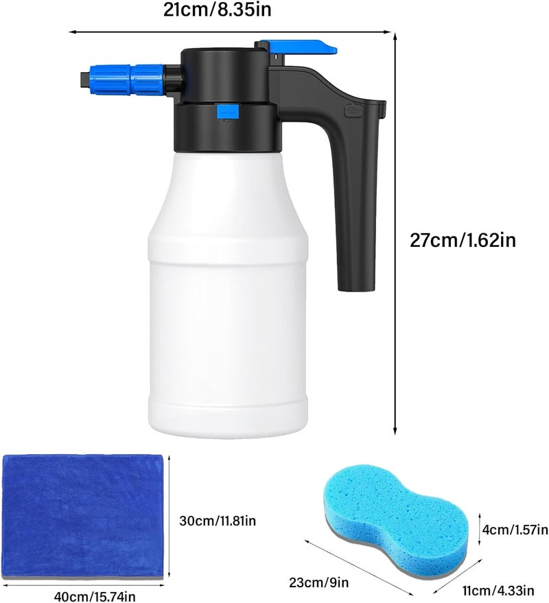 Billowvolve Electric Car Foam Sprayer, White, 1.5L, Handheld, Polyethylene (PE) Material, Electric Car Wash Foam Sprayer - Image 2