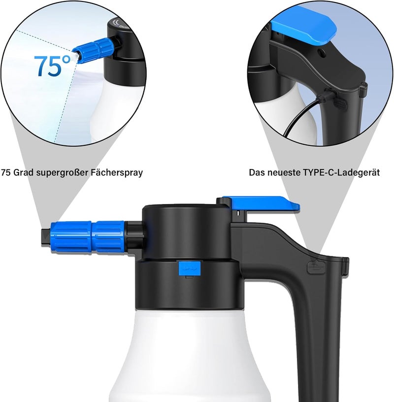 Billowvolve Electric Car Foam Sprayer, White, 1.5L, Handheld, Polyethylene (PE) Material, Electric Car Wash Foam Sprayer - Image 3