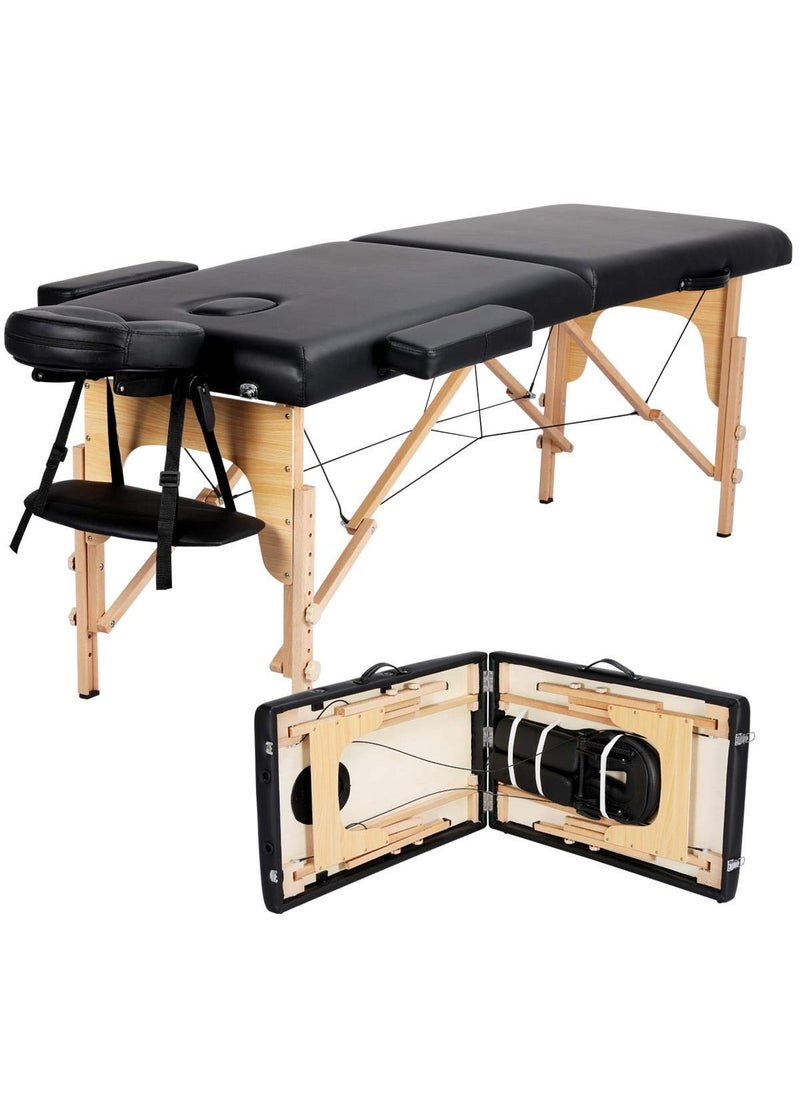 Yaheetech Yaheetech Massage Table Portable Lash Beds Spa Bed Massage Couch Foldable Spa Tables Adjustable 2 Fold with NonWoven Bag 24 inch Black 