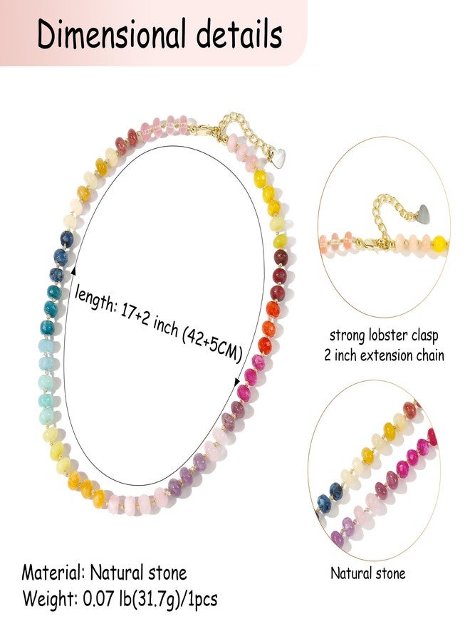 Badu Gemstone Beaded Necklace for Women Colorful Natural Stone Beach Rainbow Necklace Jewelry Gift - Image 2