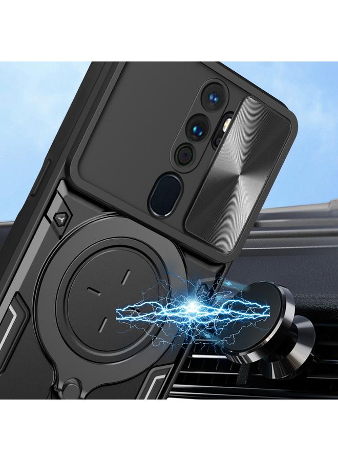 اس-توب جراب لهاتف OPPO A9 2020 / A5 2020 / A11x CD Texture Sliding Camshield حامل مغناطيسي للهاتف - Image 4
