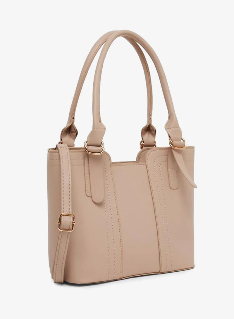 Styli Styli Contrast Stitch Shoulder Bag with Zip Closure