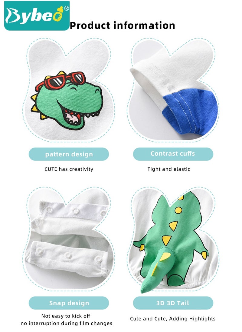 Bybeo - Baby Short Sleeve Round Neck Bodysuit with A Pair of Socks, Infant Cute Animal Onesies for Newborn Boys and Girls 90cm - Image 1