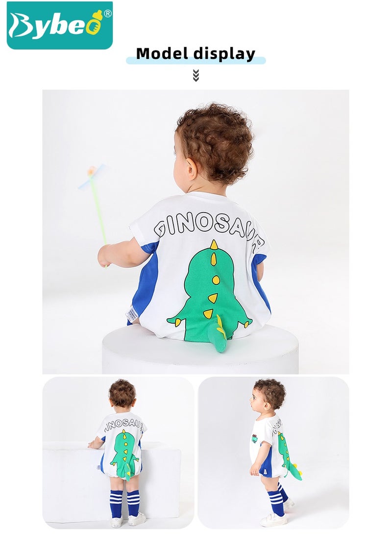 Bybeo - Baby Short Sleeve Round Neck Bodysuit with A Pair of Socks, Infant Cute Animal Onesies for Newborn Boys and Girls 90cm - Image 1