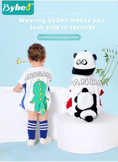 Bybeo Baby Short Sleeve Round Neck Bodysuit with A Pair of Socks, Infant Cute Animal Onesies for Newborn Boys and Girls 90cm  - Image 2