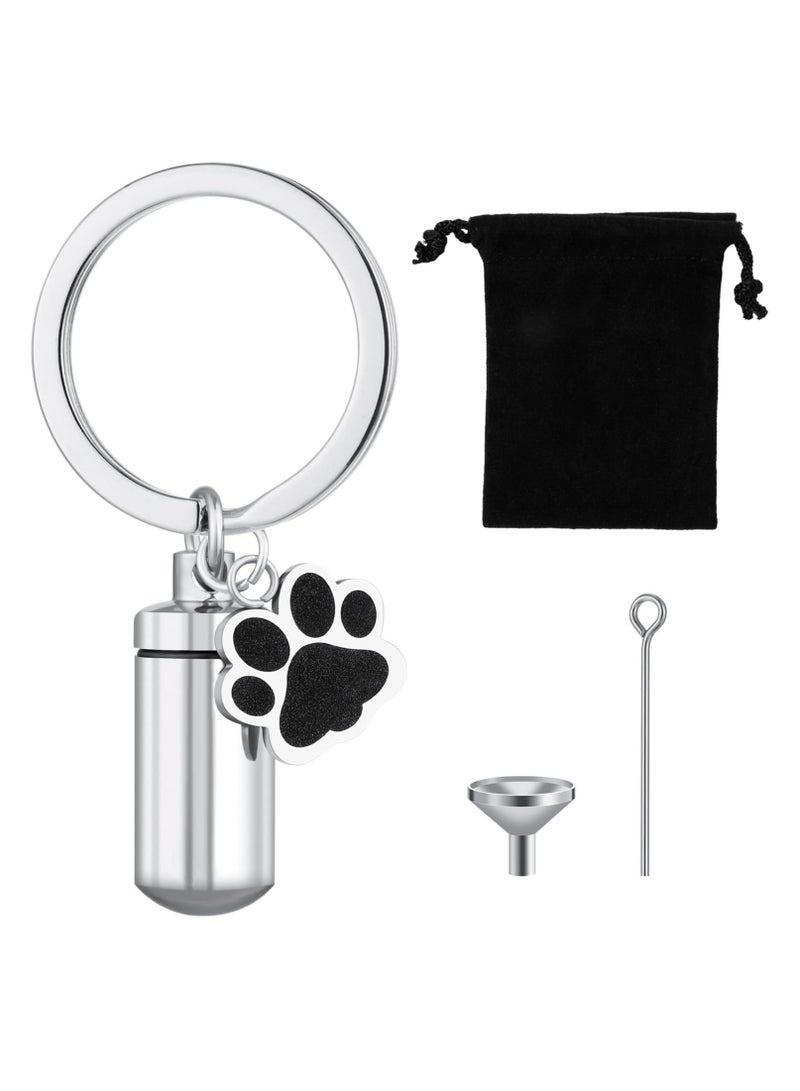 KASTWAVE Pet Urns Keychain for Dog Cat Ashes with Storage Bags Small Pet Cremation Keepsake Pend Paw Print Memorial Urn - Image 1