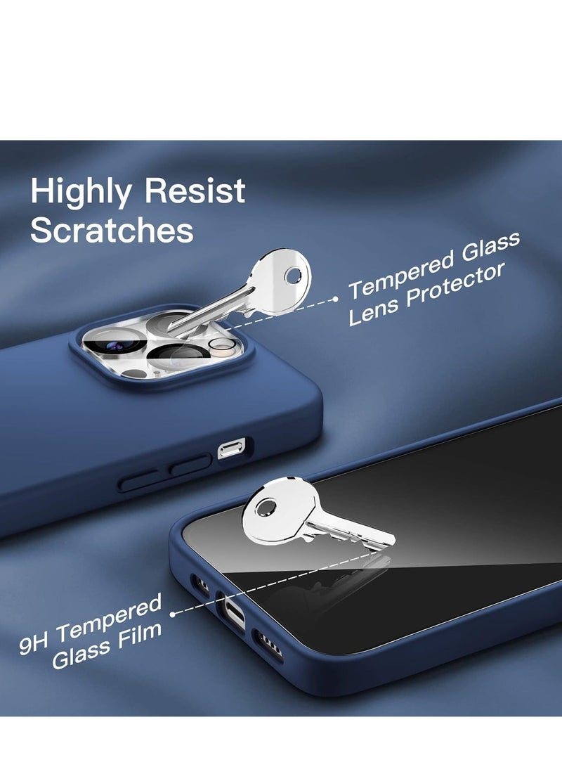 MUNTAQI iPhone 14 Pro Max 5-in-1 Case – Blue Liquid Silicone with 2 Screen Protectors, 2 Camera Lens Protectors, Full Body Shockproof Drop Protection, 6.7 Inch - Image 3