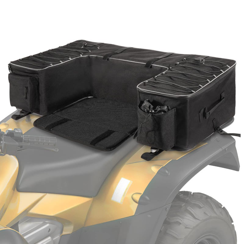 Morjor ATV Storage Bags with Extra Waterproof Cover  Upgraded Zippers ATV Bag with Back Seat for Passenger