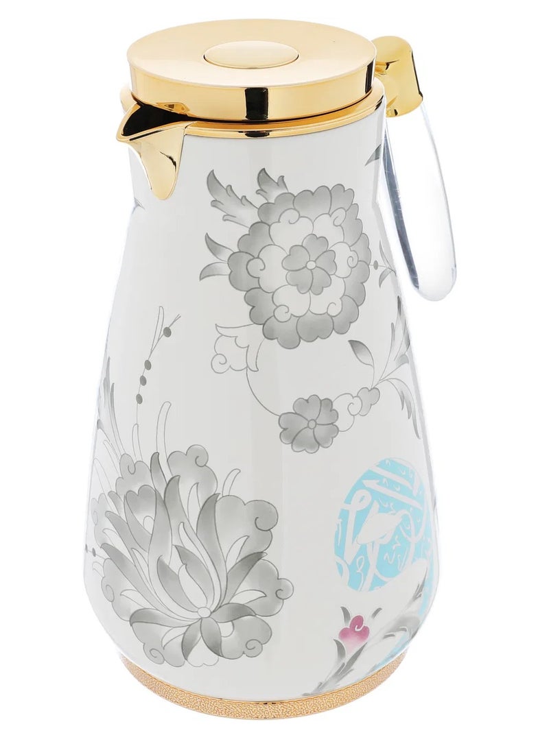 السيف غاليري طقم ترامس ولاء السيف غاليري، 0.75 /1لتر، قطعتين، حافظة داخلية زجاج حراري، هيكل خارجي استيل - أبيض - Image 5